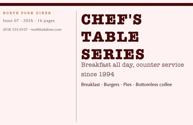 Index column booklets template in the Restaurant palette