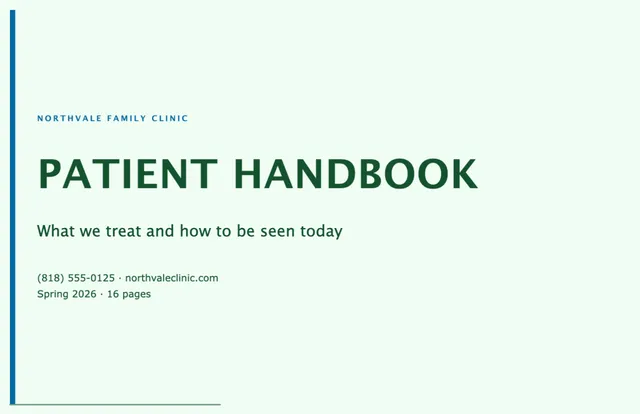 Leading edge booklets template in the Pharmacy palette