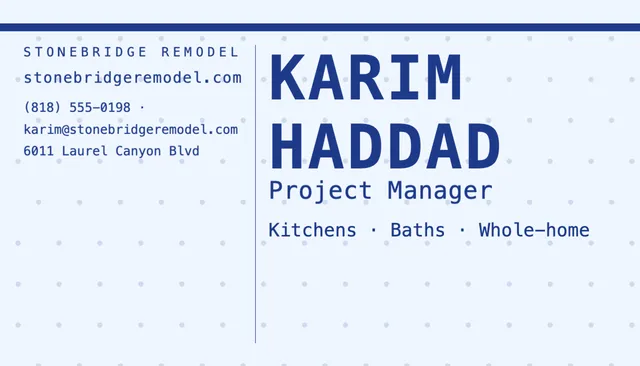 Index column business cards template in the Home services palette