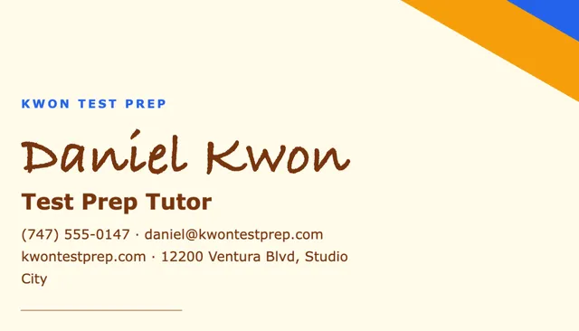 Corner wedge business cards template in the Coworking palette