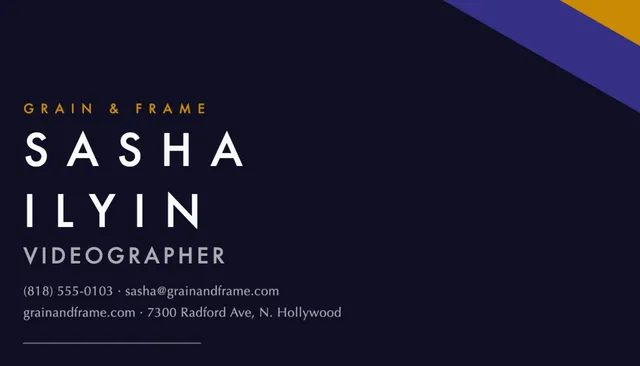 Corner wedge business cards template in the Theatre & cinema palette