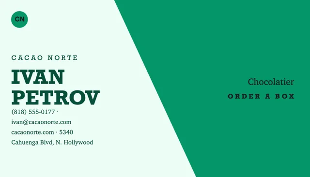 Diagonal split business cards template in the Retail confident palette