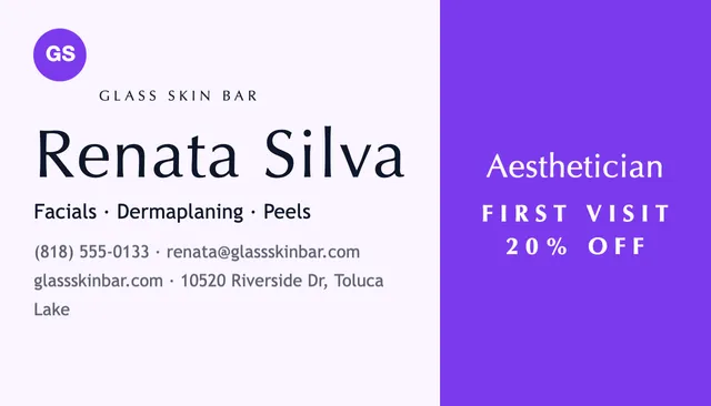 Hard split business cards template in the Meditation studio palette