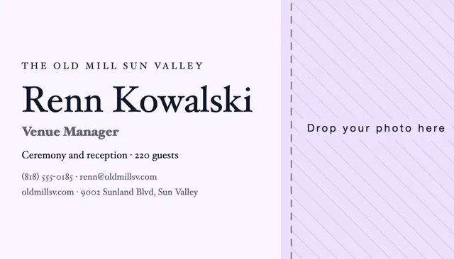 Hard split business cards template in the Meditation studio palette