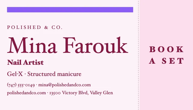 Ticket stub business cards template in the Beauty & spa palette
