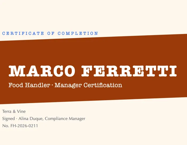 Chevron certificates template in the Food delivery palette
