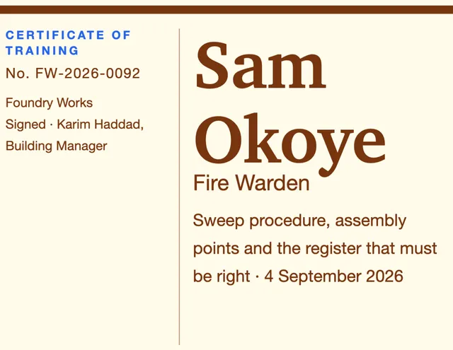 Index column certificates template in the Coworking palette