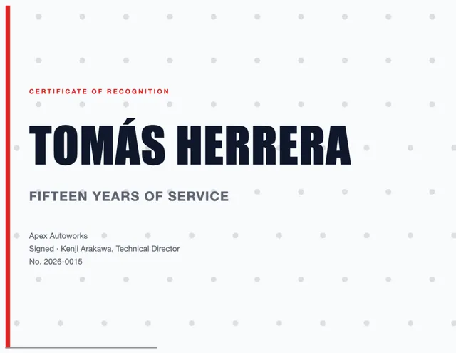 Leading edge certificates template in the Automotive palette