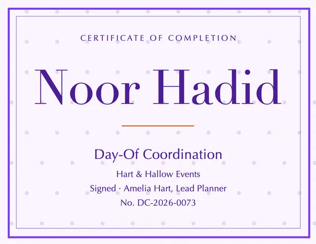 Inset frame certificates template in the Event management palette
