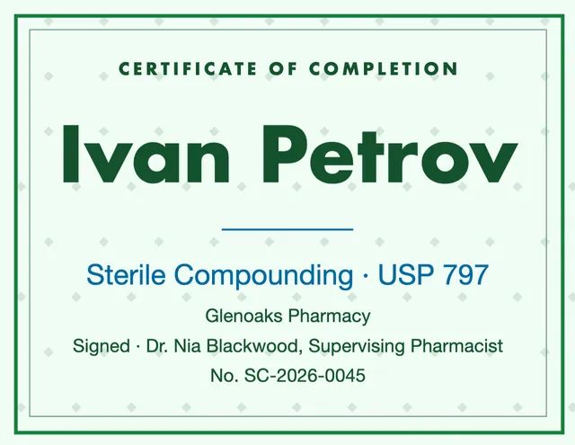Inset frame certificates template in the Pharmacy palette