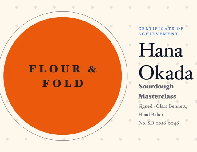 Orbit certificates template in the Food delivery palette