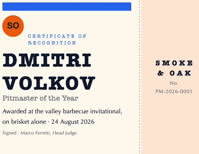 Ticket stub certificates template in the Food delivery palette