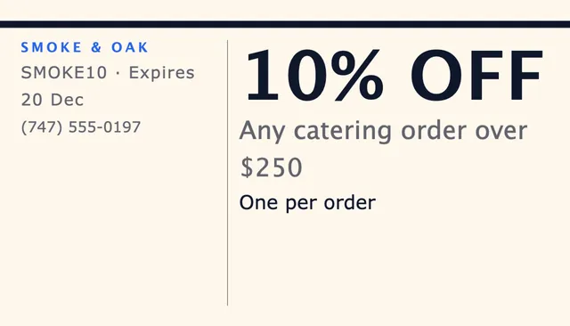 Index column coupon cards template in the Food delivery palette