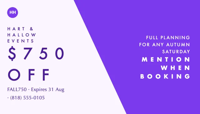 Diagonal split coupon cards template in the Event management palette