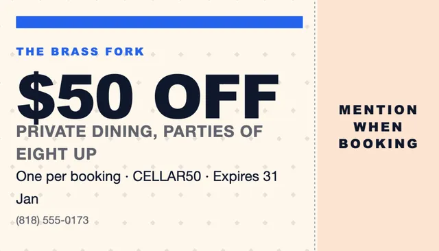 Ticket stub coupon cards template in the Food delivery palette