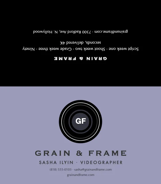 Haloed badge folded business cards template in the Photography studio palette