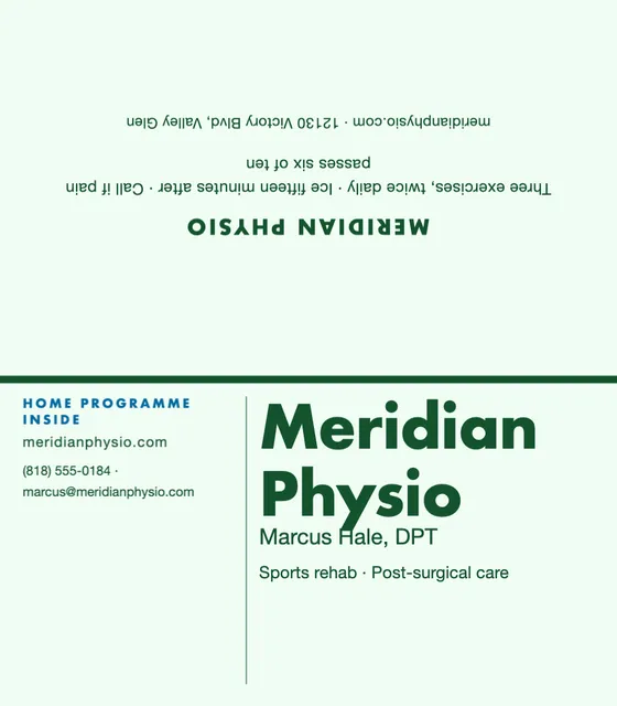 Index column folded business cards template in the Pharmacy palette