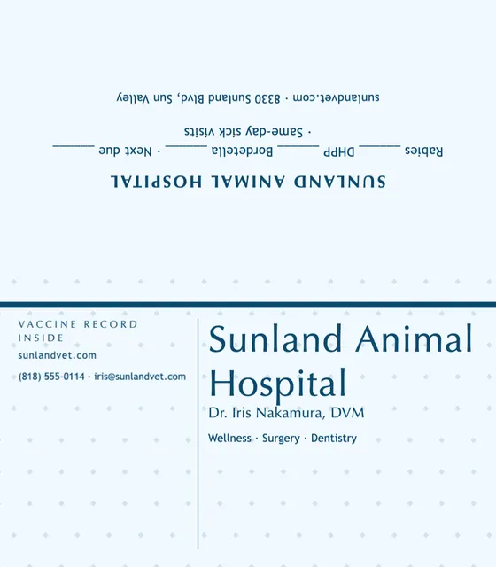 Index column folded business cards template in the Senior care palette