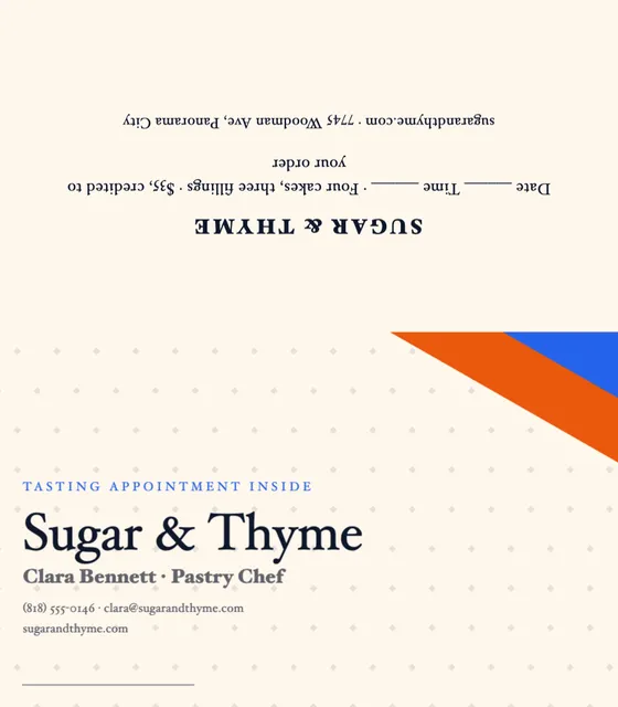 Corner wedge folded business cards template in the Food delivery palette