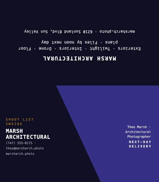 Diagonal split folded business cards template in the Theatre & cinema palette