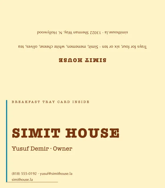 Leading edge folded business cards template in the Bakery & cafe palette