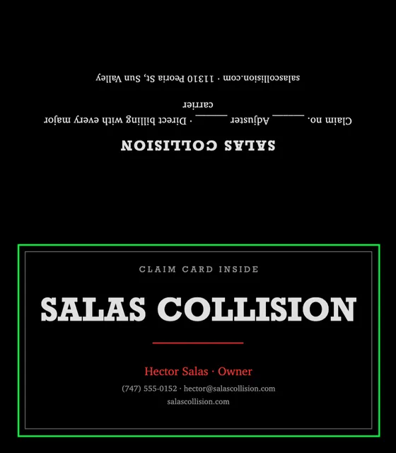 Inset frame folded business cards template in the Security & tech palette