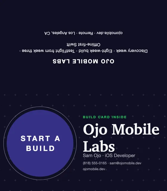 Orbit folded business cards template in the Music & nightlife palette