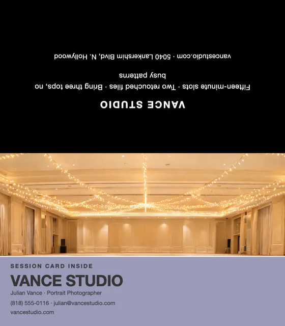 Full plate folded business cards template in the Photography studio palette
