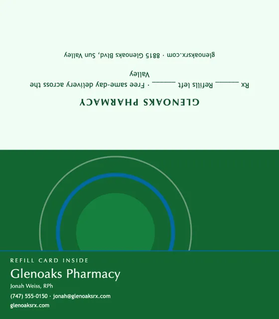 Full plate folded business cards template in the Pharmacy palette