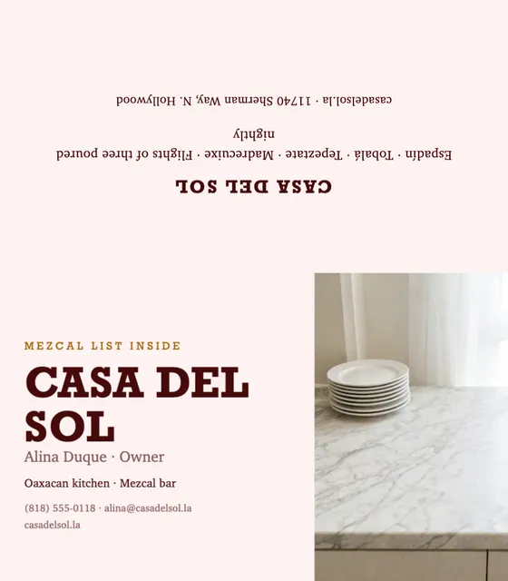 Hard split folded business cards template in the Restaurant palette