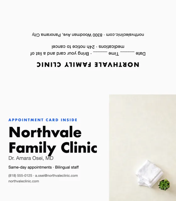 Hard split folded business cards template in the Personal brand palette
