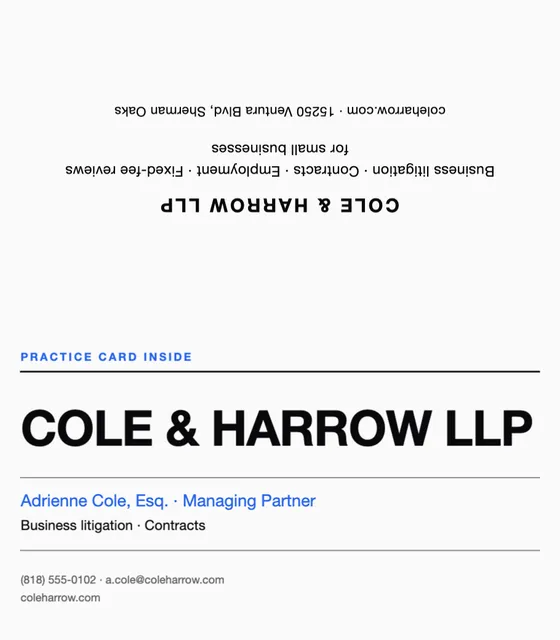 Rule stack folded business cards template in the Personal brand palette
