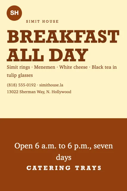 Hard split postcards template in the Bakery & cafe palette